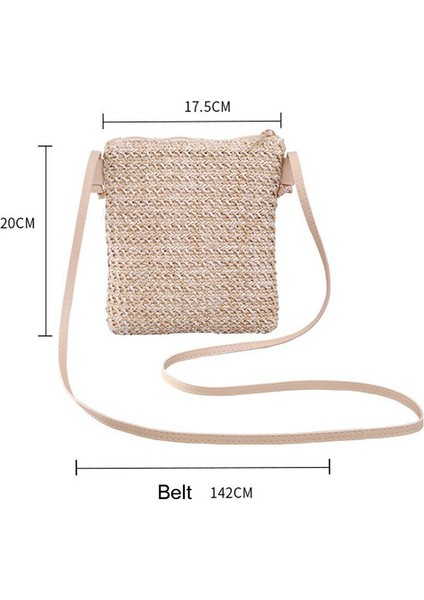 Saman Örgü Küçük Kare Çantalar Bir Omuz Eğimli Çanta Çanta Para Çantaları Gündelik Tatil Plaj - Siyah (Yurt Dışından) modelleri