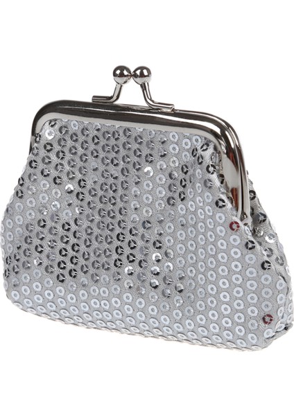 Kadın Payetler Madeni Para Çanta Toka Mini Cüzdan(Gümüş) (Yurt Dışından)