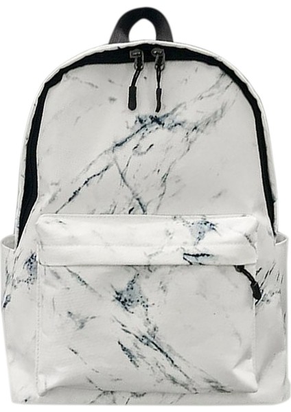 Net Kırmızı Mermer Desen Sırt Çantası Öğrenci Kişilik Havalı Taşınabilir Kadın Beyaz (Yurt Dışından)