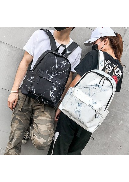 Net Kırmızı Mermer Desen Sırt Çantası Öğrenci Kişilik Havalı Taşınabilir Kadın Beyaz (Yurt Dışından) modelleri