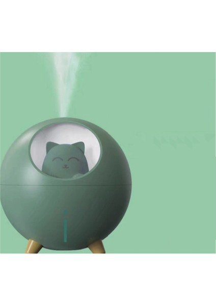 Gui Xulian Güzel Pet Hava Nemlendirici 220 ml Gezegen Ultrasonik Serin Mist Hava Yağ Difüzörü Romantik Renkli LED Lamba, Yeşil (Yurt Dışından) modelleri