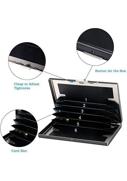 Metal Kartlıklı Cüzdan, Ultra Ince Paslanmaz Çelik Cüzdan Rfıd Engelleme Kredi Cüzdanlık, Siyah (Yurt Dışından) fırsatları