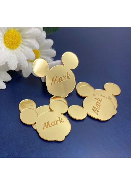 Mickey Mouse Model - Altın Renk Pleksi Yapışkanlı Bebek lik - 50 Adet