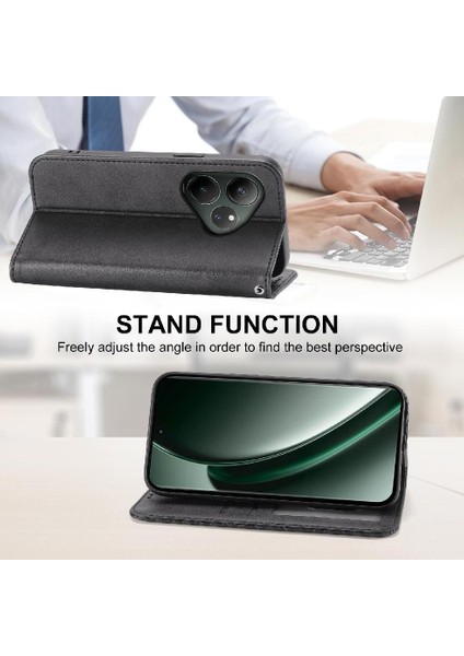 Realme Gt 6 Günlük Kullanım Için Flip Case Cüzdan Standı El Kayışı Eşkenar Dörtgen Şekli (Yurt Dışından)