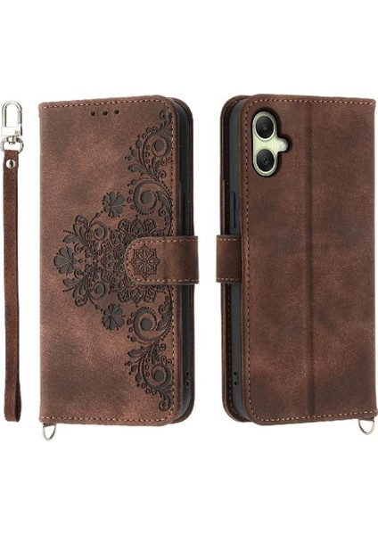 Samsung Galaxy A06 Kabartmalı Bileklik Çoklu Kredi Kartı Için Flip Case (Yurt Dışından)