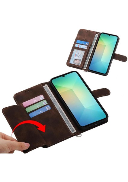 Samsung Galaxy A06 Kabartmalı Bileklik Çoklu Kredi Kartı Için Flip Case (Yurt Dışından) modelleri