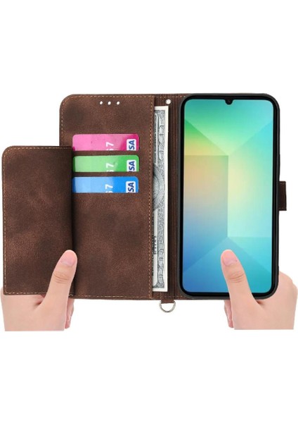 Samsung Galaxy A06 Kabartmalı Bileklik Çoklu Kredi Kartı Için Flip Case (Yurt Dışından) indirimleri