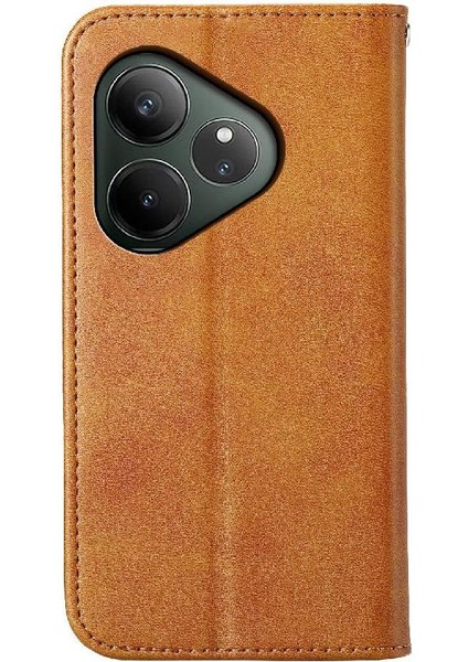 Realme Gt 6 Günlük Kullanım Için Flip Case Cüzdan Standı El Kayışı Eşkenar Dörtgen Şekli (Yurt Dışından)