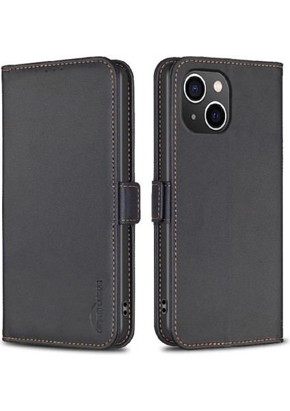 IPhone 15 Için Flip Case Artı Kickstand Kart Yuvaları Tutucu Manyetik Pu Tpu (Yurt Dışından)
