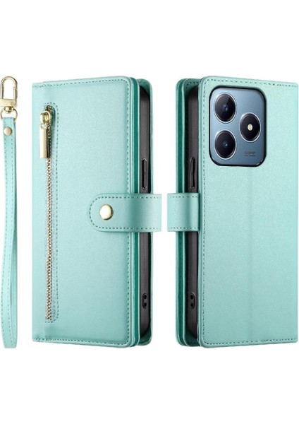 Realme C61 Bilek Kayışı Kickstand Çok Fonksiyonlu Kart Yuvaları Için Flip Case (Yurt Dışından)