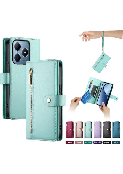Realme C61 Bilek Kayışı Kickstand Çok Fonksiyonlu Kart Yuvaları Için Flip Case (Yurt Dışından) indirimleri