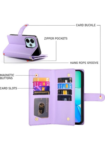 Xiaomi Redmi 13 Için Flip Case Standı Cüzdan Çok Fonksiyonlu Iş (Yurt Dışından)