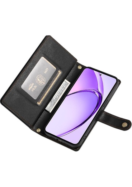 Oppo A3 Pro 5g Bilek Kayışı Cüzdan Bölmesi Kickstand Kart Için Flip Case (Yurt Dışından)