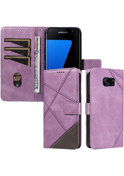 Elmas Dikiş Deri Telefon ile Samsung Galaxy S7 Kenar Için Flip Case (Yurt Dışından)