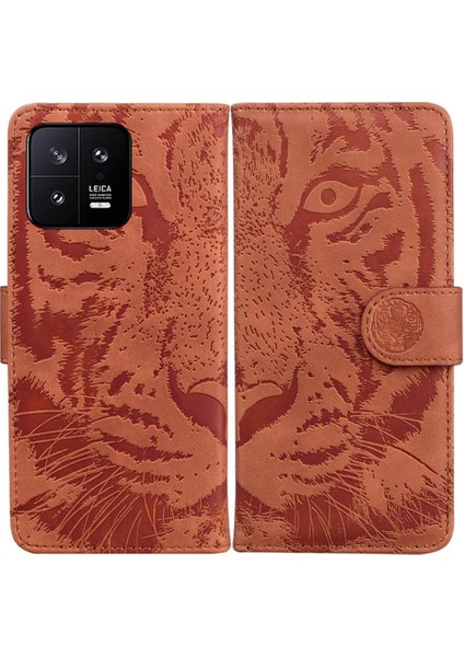 Xiaomi 13 Için Flip Case Kabartmalı Sevimli Kaplan Kickstand Koruyucu Deri (Yurt Dışından)
