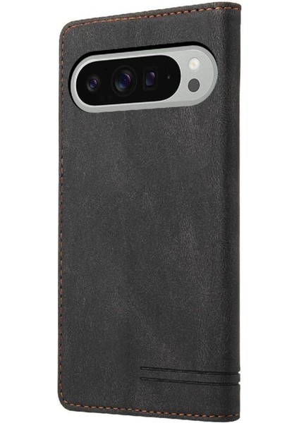 Google Piksel 9 Pro Xl Kickstand Iki Kart Yuvaları Premium Deri Için Kılıf (Yurt Dışından)