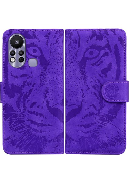 Infinix Sıcak 11S/X6812 Deri Cüzdan Kabartmalı Sevimli Kaplan Için Flip Case (Yurt Dışından)