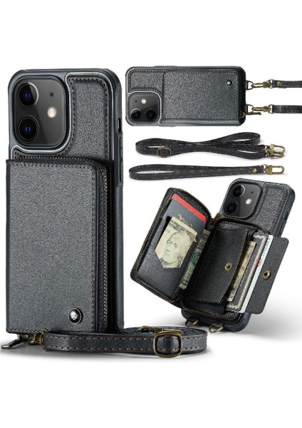 IPhone 12 Için Şık ve Fonksiyonel Cüzdan Çift Kayış Rfıd Engelleme (Yurt Dışından)