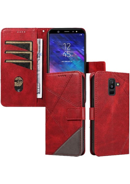 Elmas Dikiş ve Kart Yuvası ile Samsung Galaxy A6 Plus Için Flip Case (Yurt Dışından)