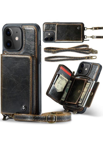 IPhone 12 Için Şık ve Fonksiyonel Cüzdan Çift Kayış Rfıd Engelleme (Yurt Dışından)