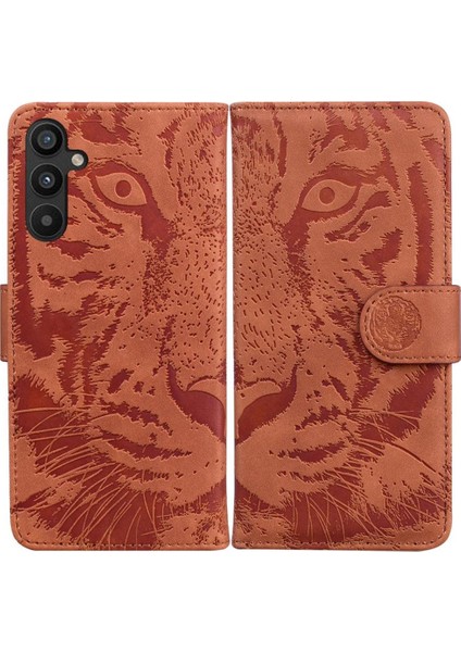 Samsung Galaxy A14 5g Için Flip Case Deri Cüzdan Kabartmalı Sevimli Kaplan (Yurt Dışından)