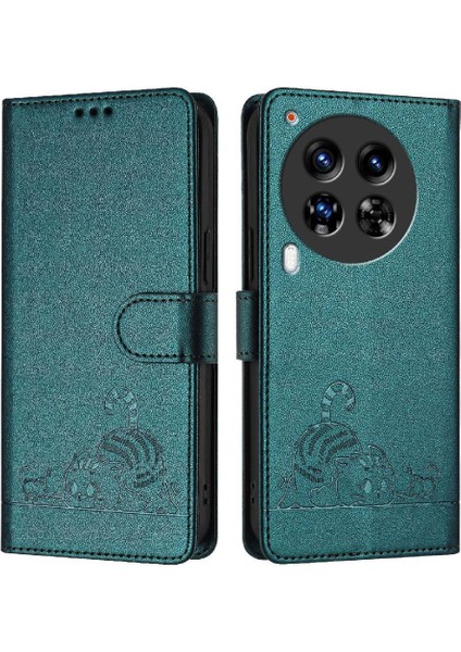 Tecno Camon 30 Premier 5g Için Kılıf Cüzdan Kapak Çevirin Kart Yuvası Tutucu Kedi (Yurt Dışından)