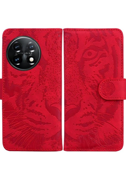 Oneplus 11 Için Flip Case Kabartmalı Sevimli Kaplan Deri Cüzdan Kickstand (Yurt Dışından)