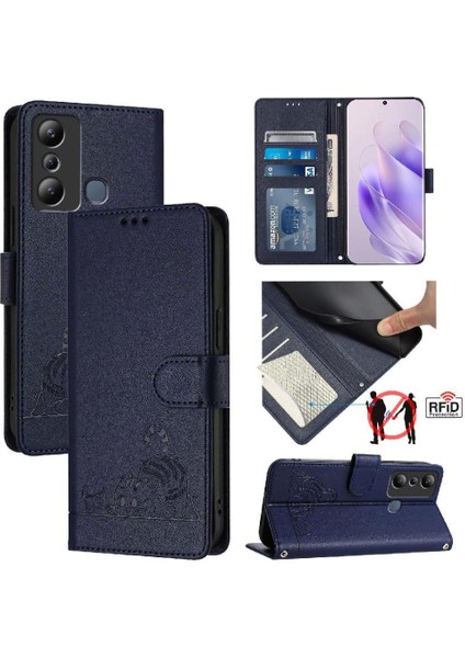 Infinix Sıcak 20I Kedi Rfıd Kart Yuvası Tutucu Için Kılıf Kickstand Cüzdan Flip (Yurt Dışından)