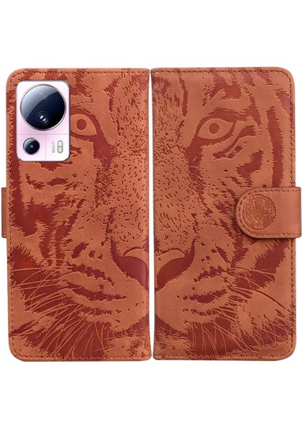 Xiaomi 13 Lite Için Flip Case Deri Cüzdan Kabartmalı Sevimli Kaplan Kickstand (Yurt Dışından)