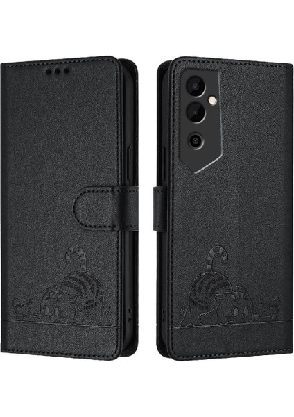 Tecno Pova Neo 2 Kart Yuvası Tutucu Için Kılıf Kickstand Cüzdan Kapak Kapak Kedi (Yurt Dışından)