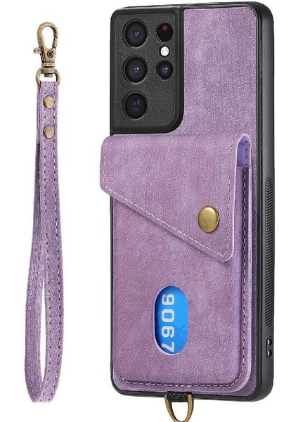Samsung Galaxy S21 Ultra Ayrılabilir Kordon Kart Yuvası Premium Için Kılıf (Yurt Dışından) modelleri