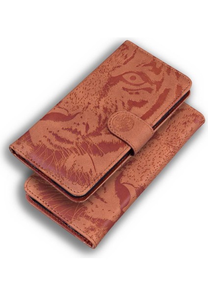 IPhone 13 Için Flip Case Mini Deri Cüzdan Kabartmalı Sevimli Kaplan Kickstand (Yurt Dışından)