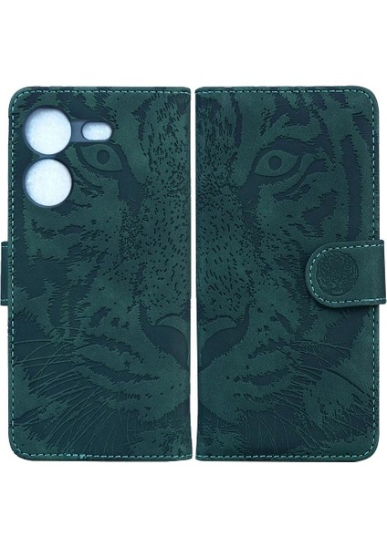 Tecno Pova 5 Kabartmalı Sevimli Kaplan Deri Cüzdan Kickstand Için Flip Case (Yurt Dışından)