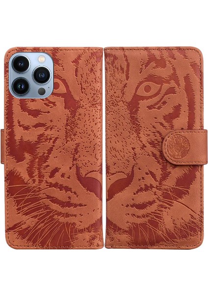 IPhone 14 Için Flip Case Pro Deri Cüzdan Kickstand Koruyucu Kabartmalı (Yurt Dışından)