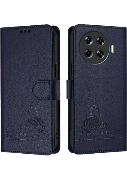 Tecno Spark 20 Pro Artı Cüzdan Kapak Çevirin Kedi Rfıd Kart Yuvası (Yurt Dışından)