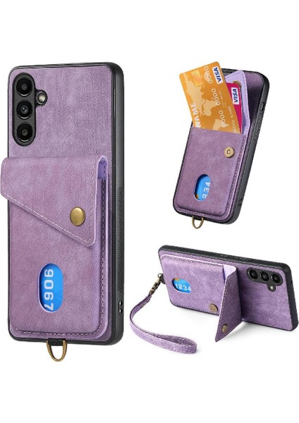Samsung Galaxy A54 5g Premium Deri Kart Yuvası Manyetik Kapatma (Yurt Dışından)