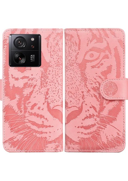 Xiaomi 13T Için Flip CASE/13T Pro Kabartmalı Sevimli Kaplan Kickstand Koruyucu (Yurt Dışından)