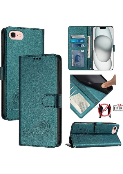 IPhone Se 4 Kedi Rfıd Kart Yuvası Tutucu Için Kickstand Cüzdan Kapak Çevirin (Yurt Dışından)