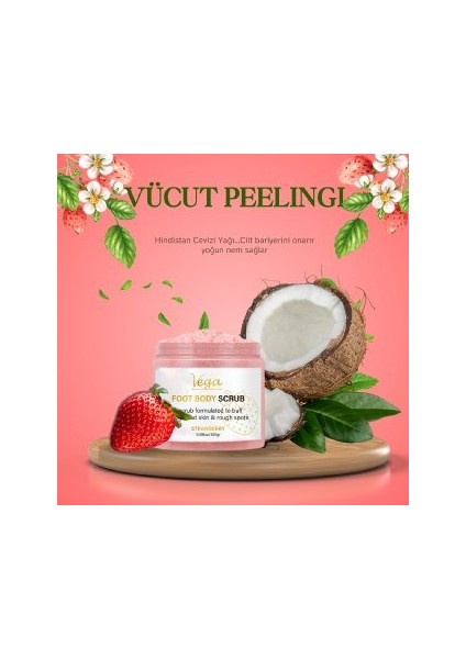 Body Scrub Besleyici Arındırıcı Nemlendirici Vücut Peelingi 300 gr Strawberry