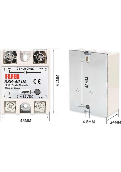 SSR-40DA Ssr Röle 40A Ac 24-380V Tek Fazlı Solid State Röle Elektronik Anahtar