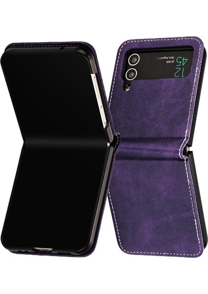 Manyi Mall Samsung Galaxy Z Flip Case 4 5g Toka ile Kickstand Saf Pu (Yurt Dışından)