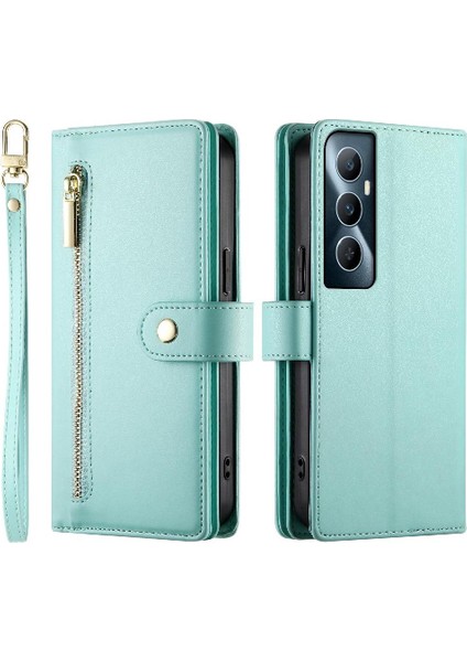 Realme C65 4g Bilek Kayışı Çok Fonksiyonlu Kart Yuvaları Cüzdan Için Flip Case (Yurt Dışından)