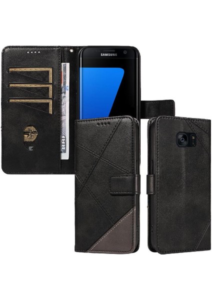 Elmas Dikiş Deri Telefon ile Samsung Galaxy S7 Kenar Için Flip Case (Yurt Dışından)