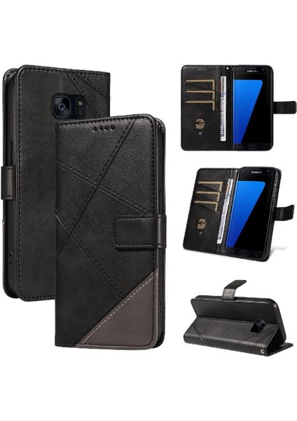 Elmas Dikiş Deri Telefon ile Samsung Galaxy S7 Kenar Için Flip Case (Yurt Dışından)