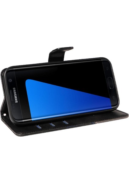 Elmas Dikiş Deri Telefon ile Samsung Galaxy S7 Kenar Için Flip Case (Yurt Dışından)