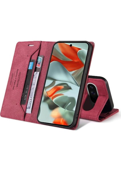 Google Piksel 9 Pro Xl Kickstand Iki Kart Yuvaları Premium Deri Için Kılıf (Yurt Dışından)