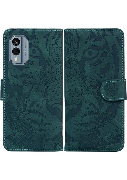 Nokia X30 Deri Cüzdan Kabartmalı Sevimli Kaplan Kickstand Için Flip Case (Yurt Dışından)