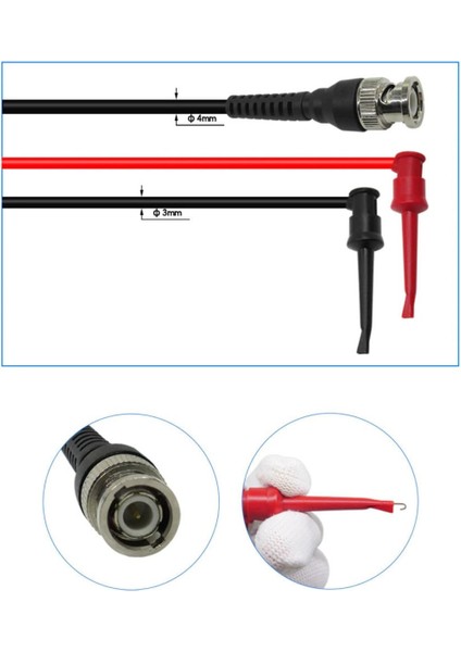 Bnc To Kanca Tip Test Ölçme Probu Osiloskop ve Sinyal Jeneratörü Probu 1 Metre 2.5A 50OHM Kırmızı