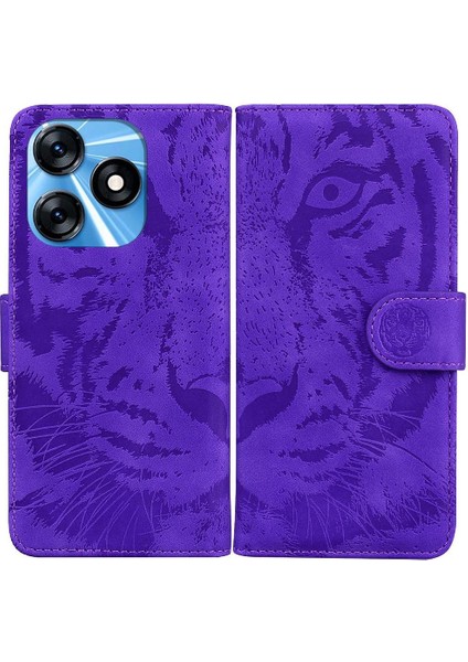 Tecno Kıvılcım 10C Deri Cüzdan Kickstand Koruyucu Kabartmalı Için Flip Case (Yurt Dışından)