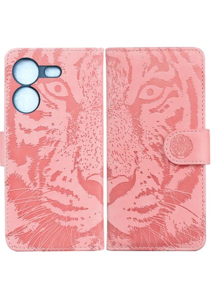 Tecno Pova 5 Kabartmalı Sevimli Kaplan Deri Cüzdan Kickstand Için Flip Case (Yurt Dışından)